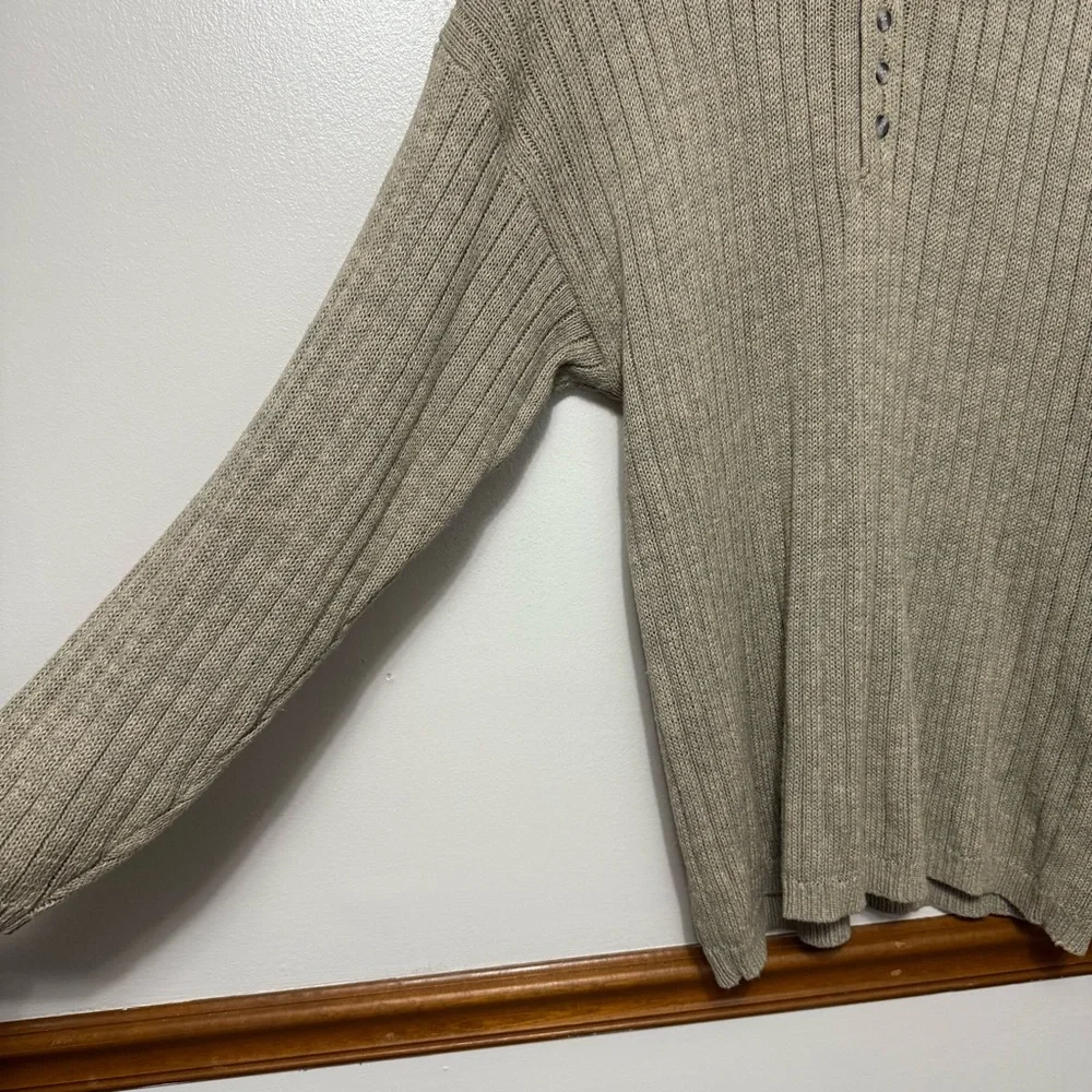 Pazzo Chunky Pullover Sweater Vintage Mens XL Ramie Cotton Henley Fisherman